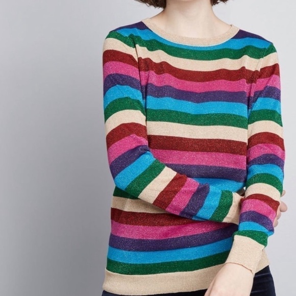 Modcloth Sugarhill Brighton Alex Rainbow Stripe Metallic Sweater Plus Size 20 - Picture 12 of 12